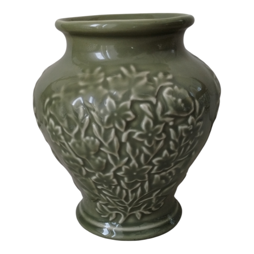 Longaberger Pottery 'Vintage Blossoms' Vase Green